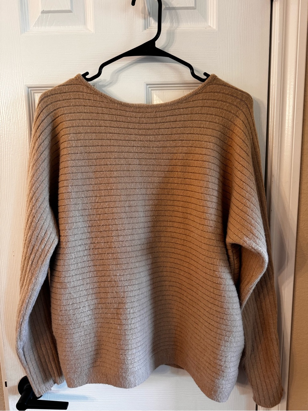 Listicle Ribbed Boatneck Sweater - Tan